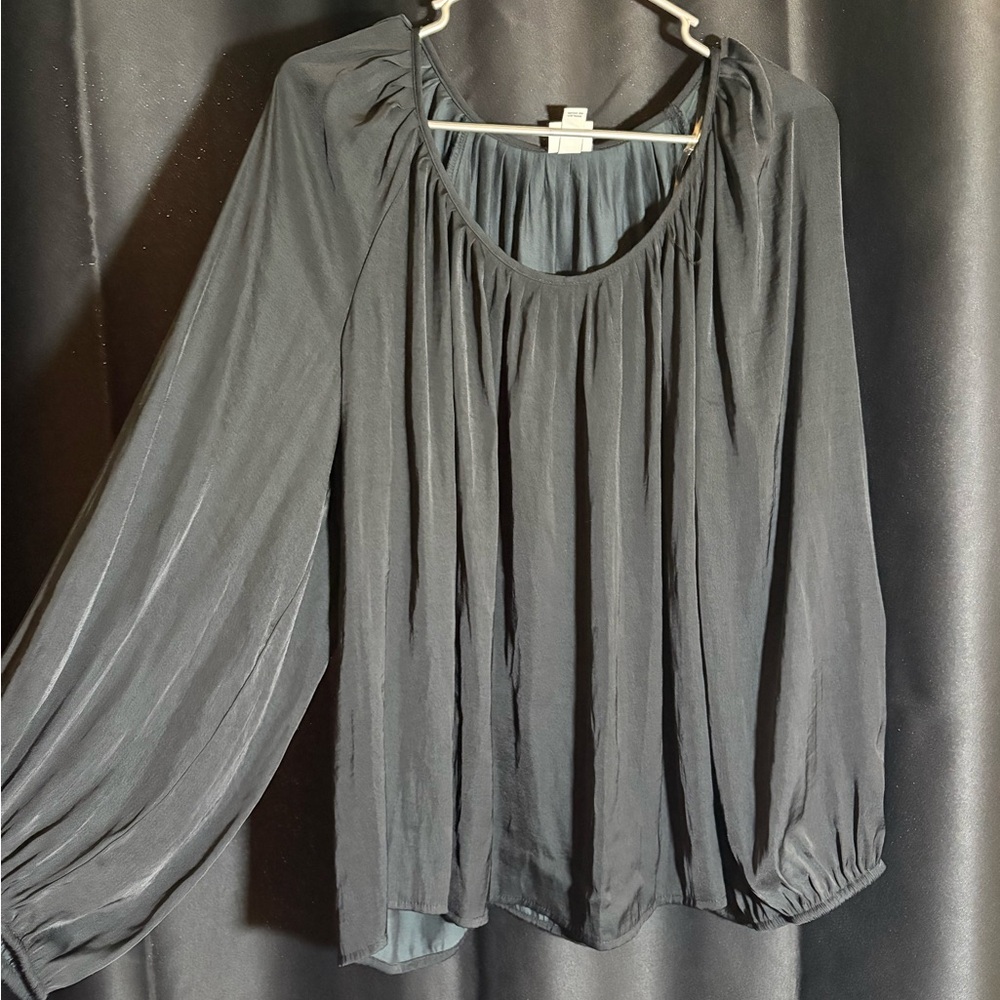 a new day Black Flowing Blouse